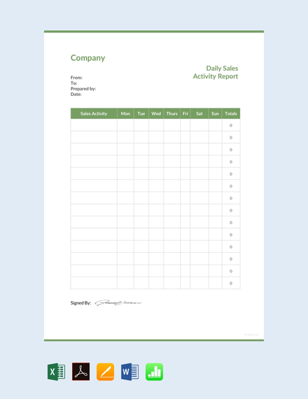 Daily Sales Activity Report Design