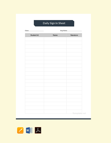 Daily Sign In Sheet