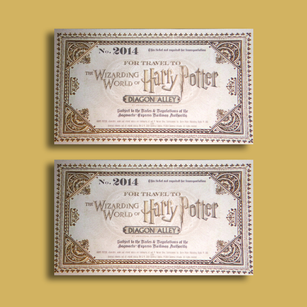 diagon alley wizarding world admission ticket