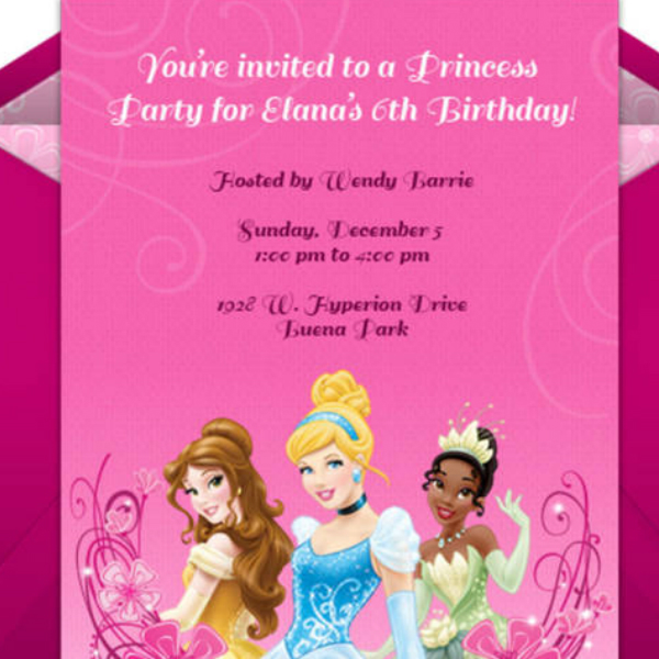 disney princess party online invitation