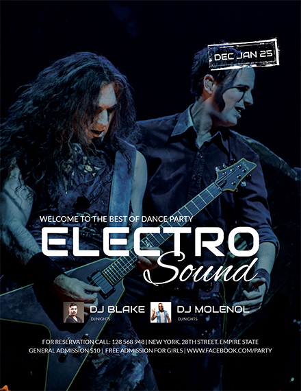 electro concert party flyer template