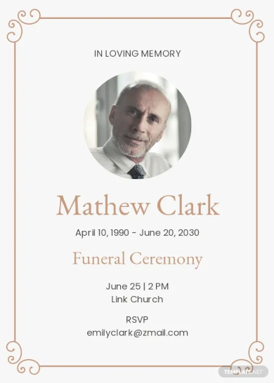 elegant funeral invitation card template