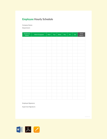 Employee Hourly Schedule Template