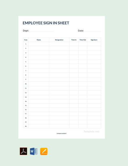 Employee Sign In Sheet