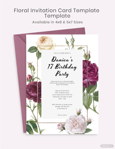 floral invitation card template