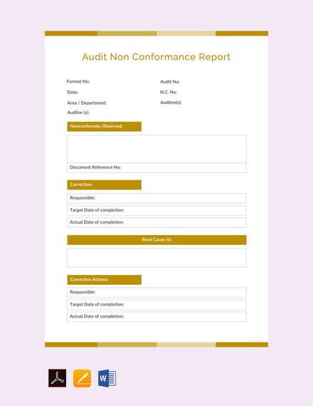 free audit non conformance report template