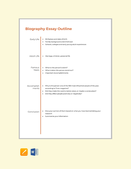 Free Biography Essay Outline Format Template