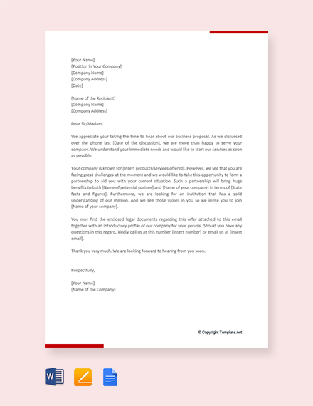 free business proposal letter for partnership
