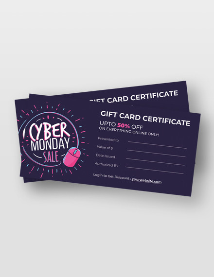 free cyber monday gift card template