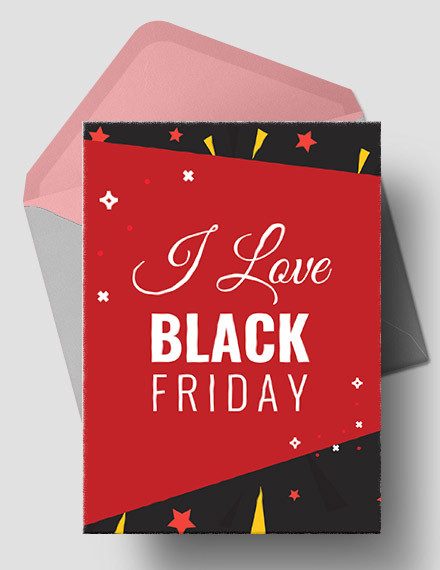 free i love black friday greeting card template