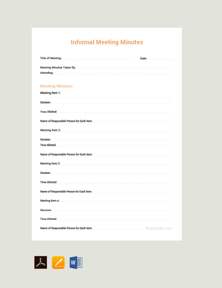 free informal meeting minutes template