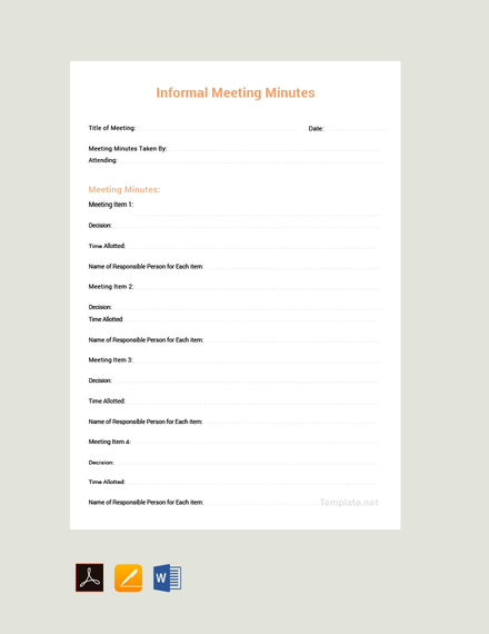 Image 4 for Informal Meeting Minutes Template
