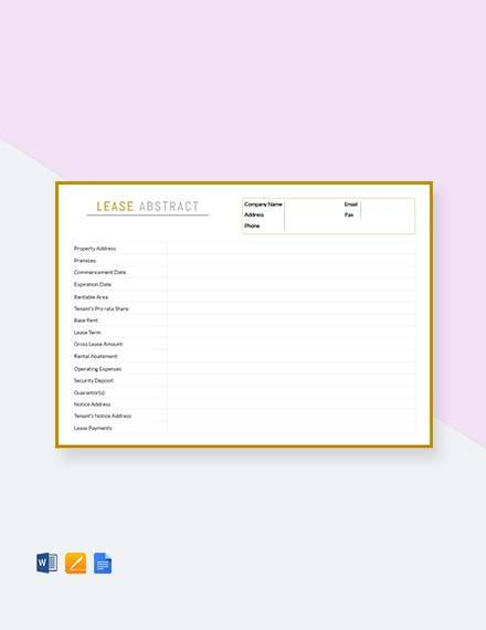 Free Lease Abstract Template