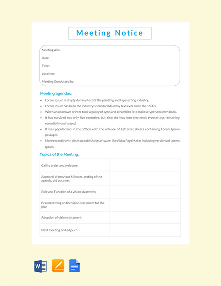 Meeting Notice Examples
