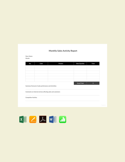 free monthly sales activity report template