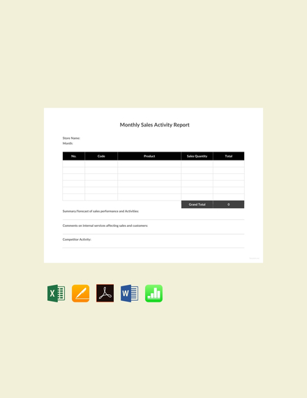 Free Monthly Sales Activity Report Template