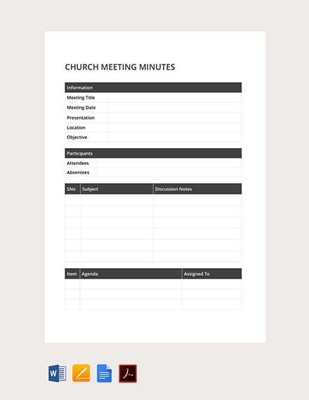 free sample church meeting minutes template