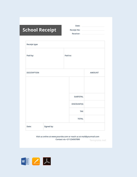 free school receipt sample