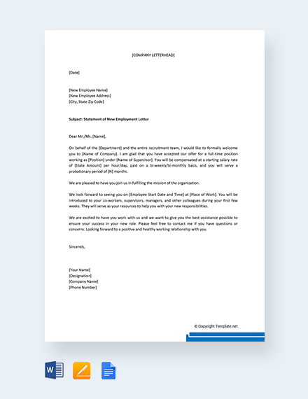 free statement letter