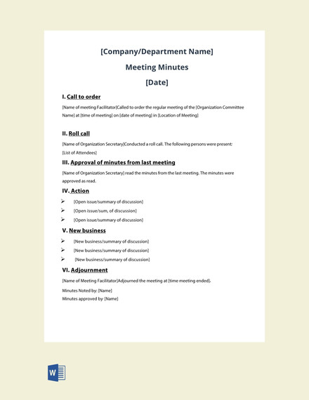 Free Writing Meeting Minutes Template