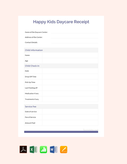 happy kids daycare receipt