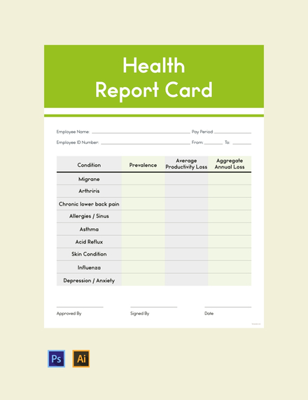 health report card template