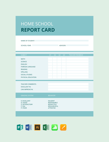 home school report card