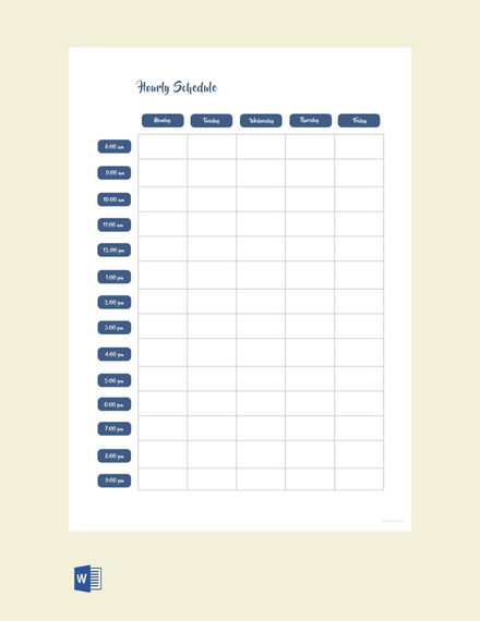 Hourly Schedule Template