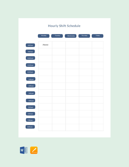 Hourly Shift Schedule Template