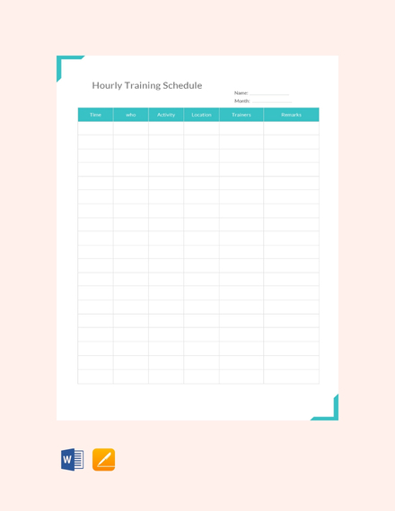 hourly training schedule template