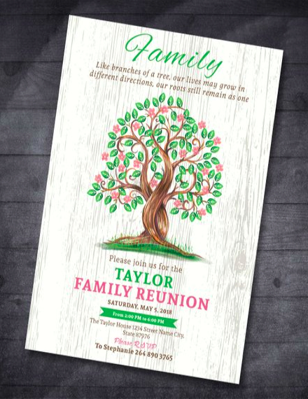 illustrated family reunion invitation