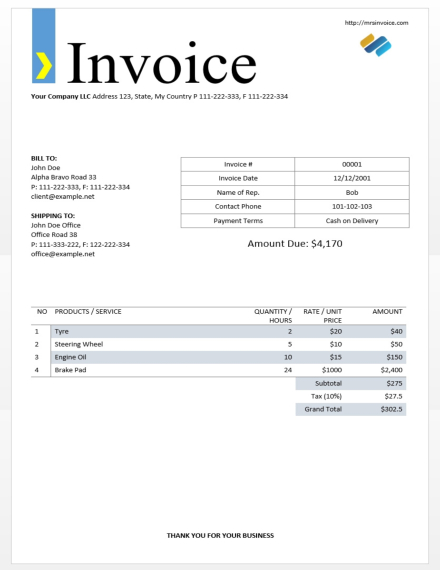 invoice document template