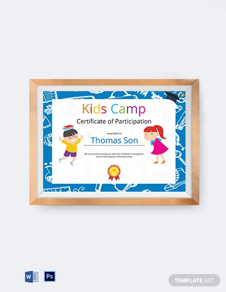 Kids Participation Certificate Template