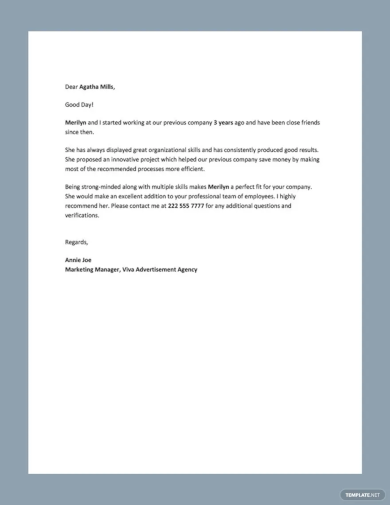 Letter of Recommendation for a Friend and Colleague Template