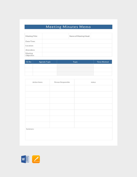 Meeting Minutes Memo