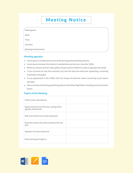 meeting notice template