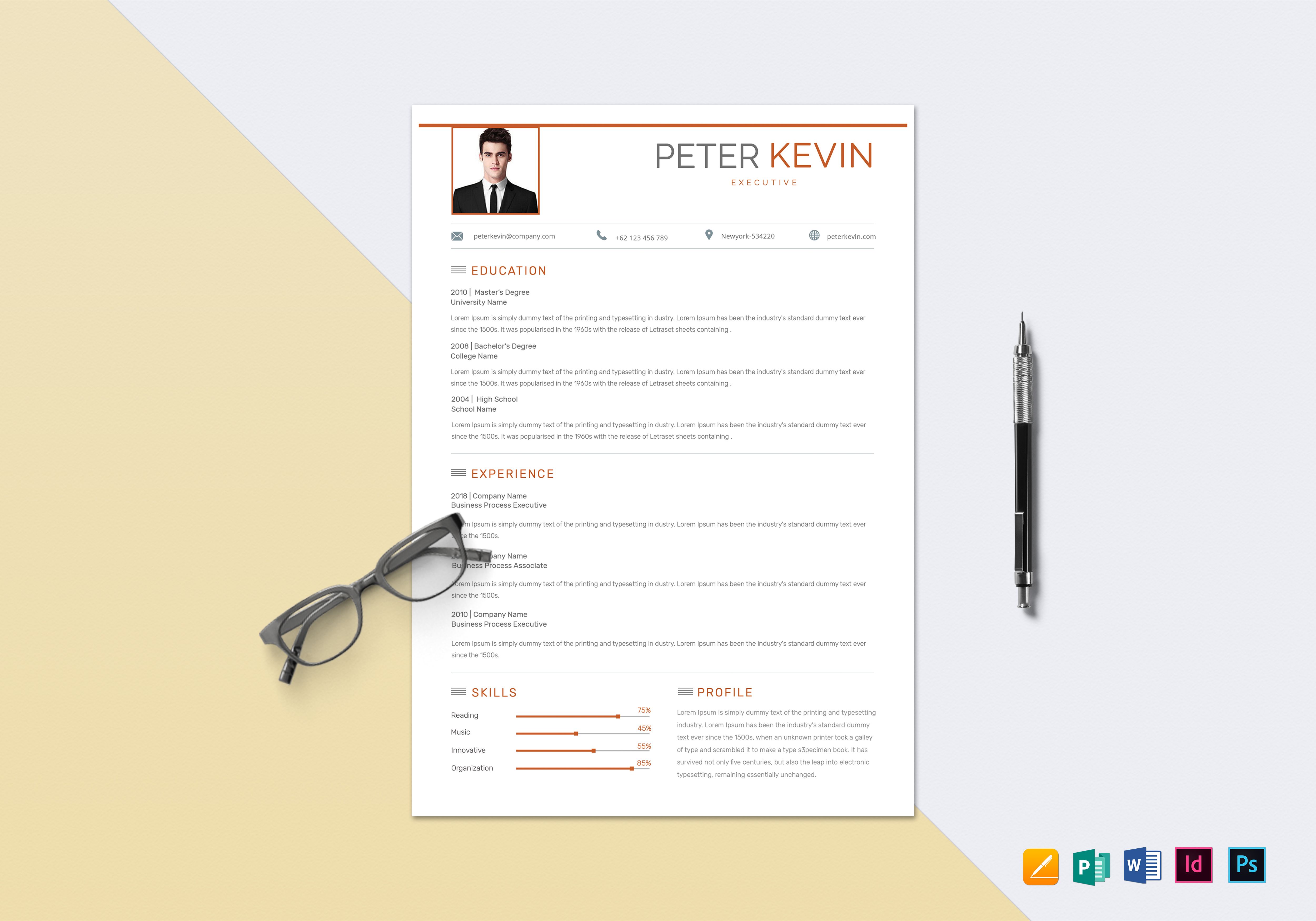 minimalist bpo executive resume template
