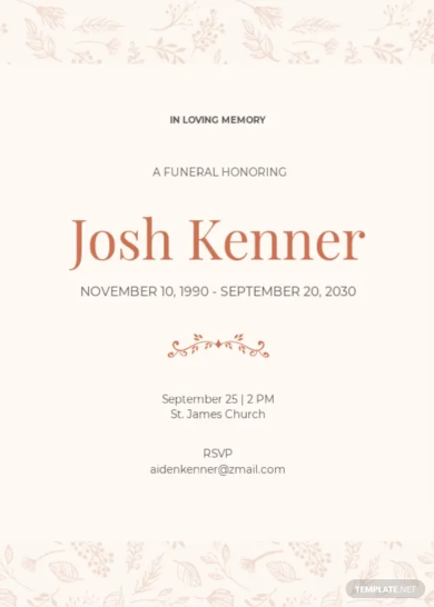 modern digital funeral invitation template