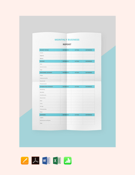monthly business management report template