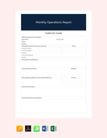 monthly business operations report template