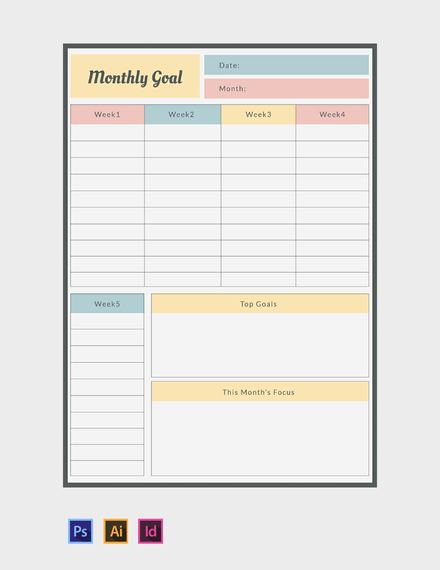 monthly goal planner template