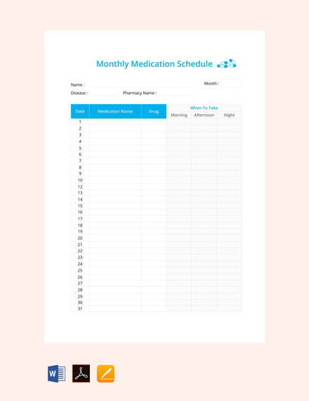 monthly medication schedule