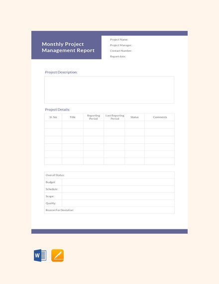 monthly project management report template1