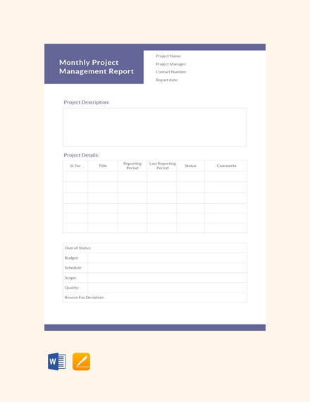 Monthly Project Management Report Template1