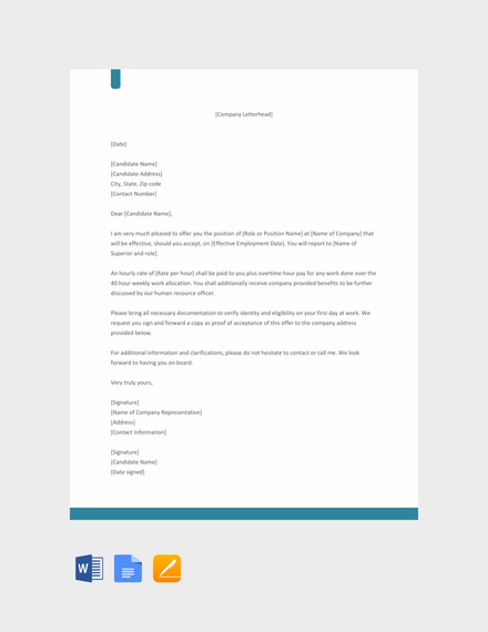 non exempt offer letter template
