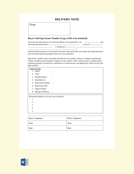order delivery note template