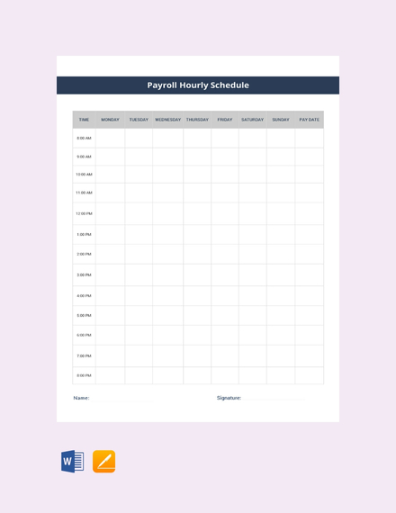 payroll hourly schedule template