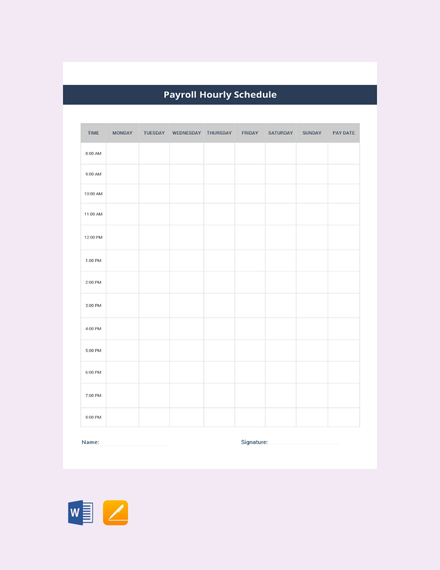 Payroll Hourly Schedule Template