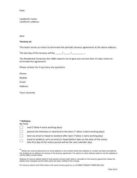 periodic tenancy termination letter example