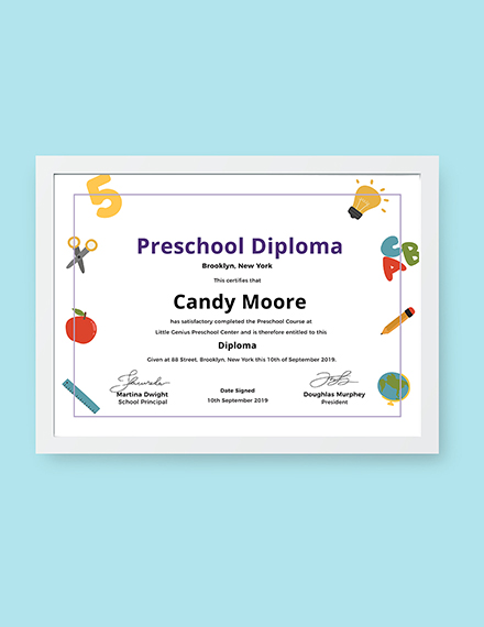 preschool diploma certificate
